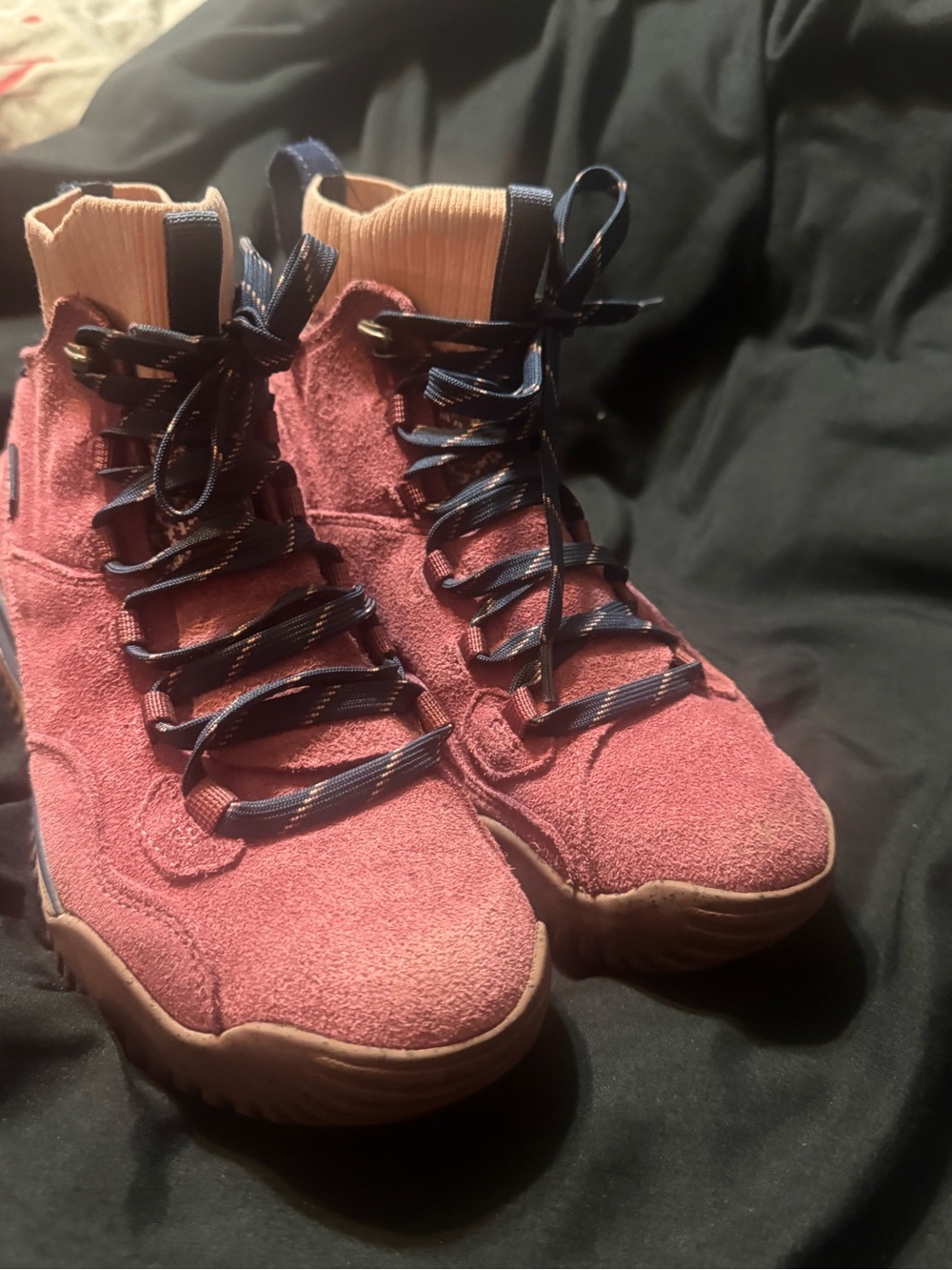 The North Face Rust Red and Navy Suede Winter Boots